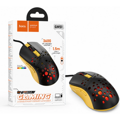 HOCO GM51 Sky Gaming Wired Mouse 3600 DPI 6-Button Black/Yellow
