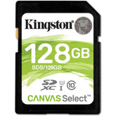 KINGSTON CANVAS SELECT PLUS 128GB SD MEMORY CARD - 100MB/S SDS2