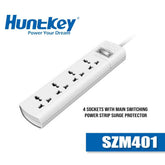 Huntkey Szm401 Universal Power Strip 4x Outlet Ac 220 240v Surge Proteor 1.5m White