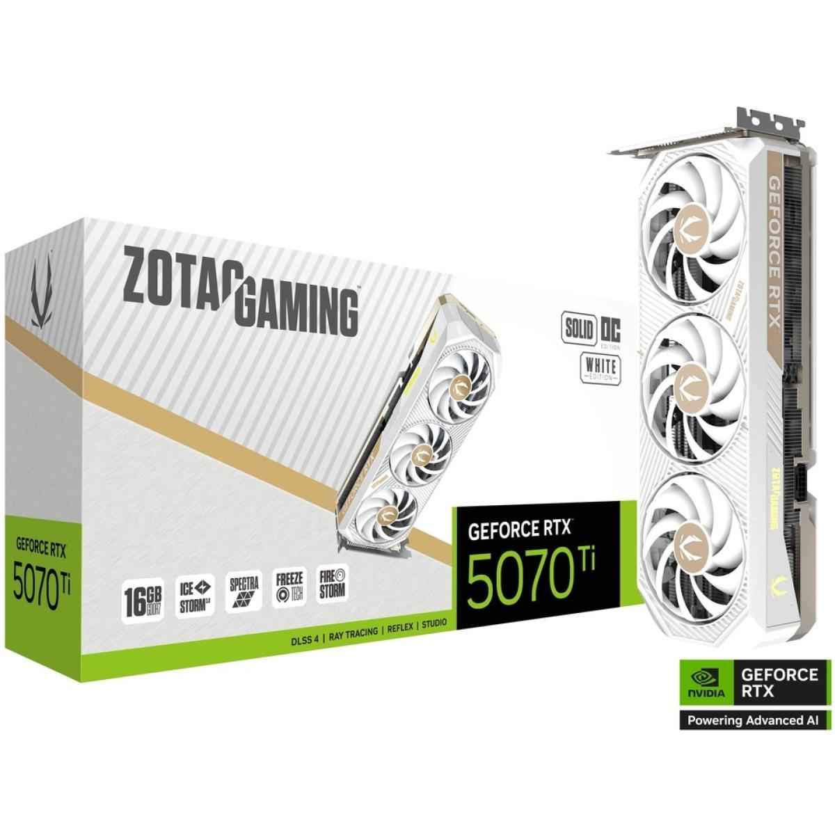 ZOTAC GAMING GeForce RTX 5070 Ti SOLID CORE OC White Edition 16GB GDDR7- Graphics Card | ZT-B50710Q2-10P |