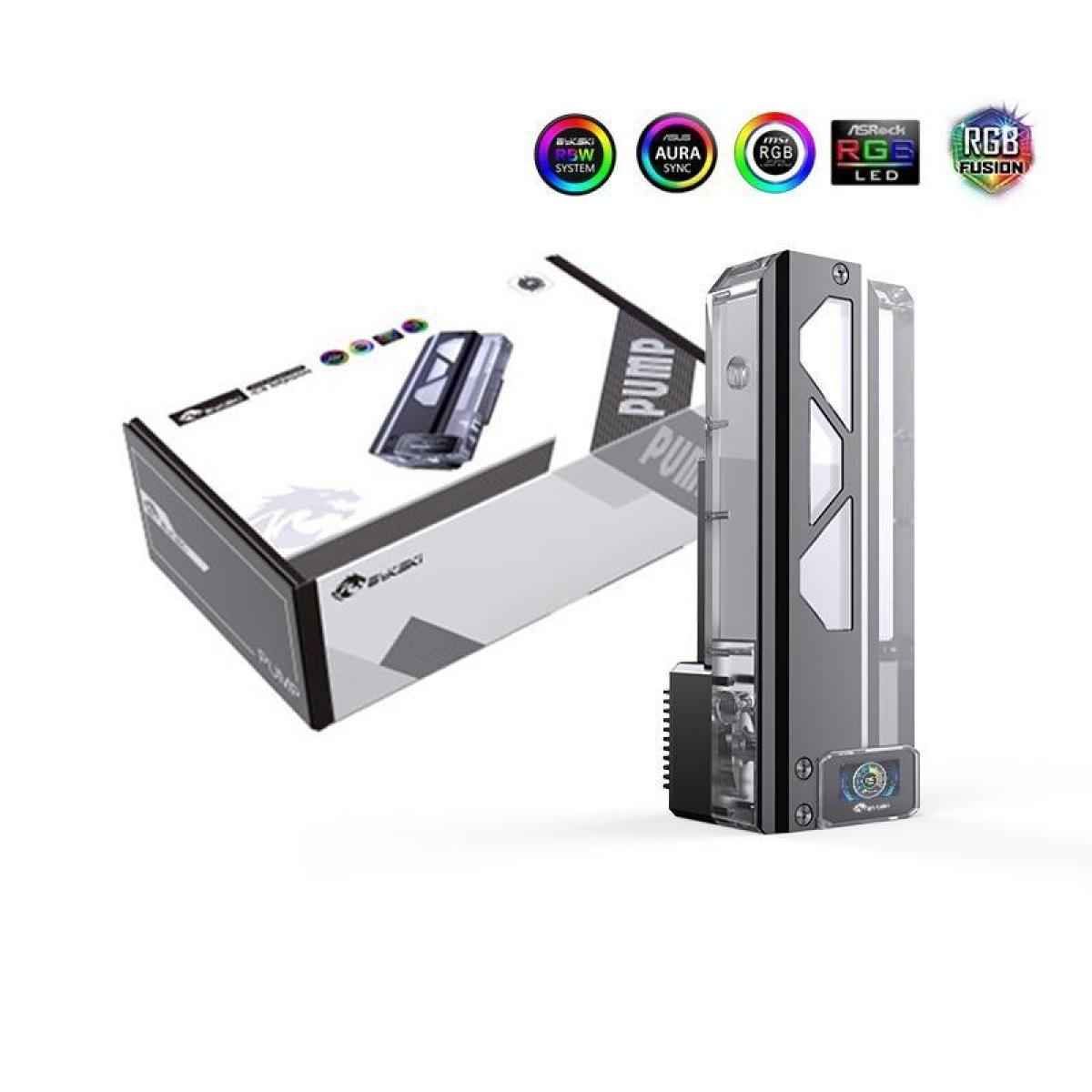 Bykski Square Pump Reservoirs, Matte Acrylic Pump-Reservoir Combination, Pump And Water Tank, Transparent 5v Addressable RGB (RBW) (CP-DDC-X-TK220-V2)