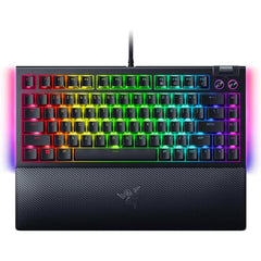 Razer BlackWidow V4 75% Mechanical Hot-swappable Compa & Durable Chroma MF Roller & Media Keys Wrist Rest Orange Tactile Switches - Black