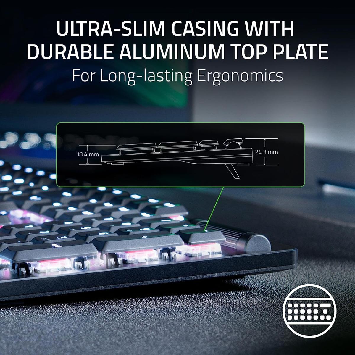 Razer Deathstalker V2 Low Profile Optical Switches Durable Keycaps & Aluminum Top Plate W/ Roller & Media Button Linear Red Razer Deathstalker V2 Low Profile Optical Switches Durable Keycaps & Aluminum Top Plate W/ Roller & Media Button Linear Red