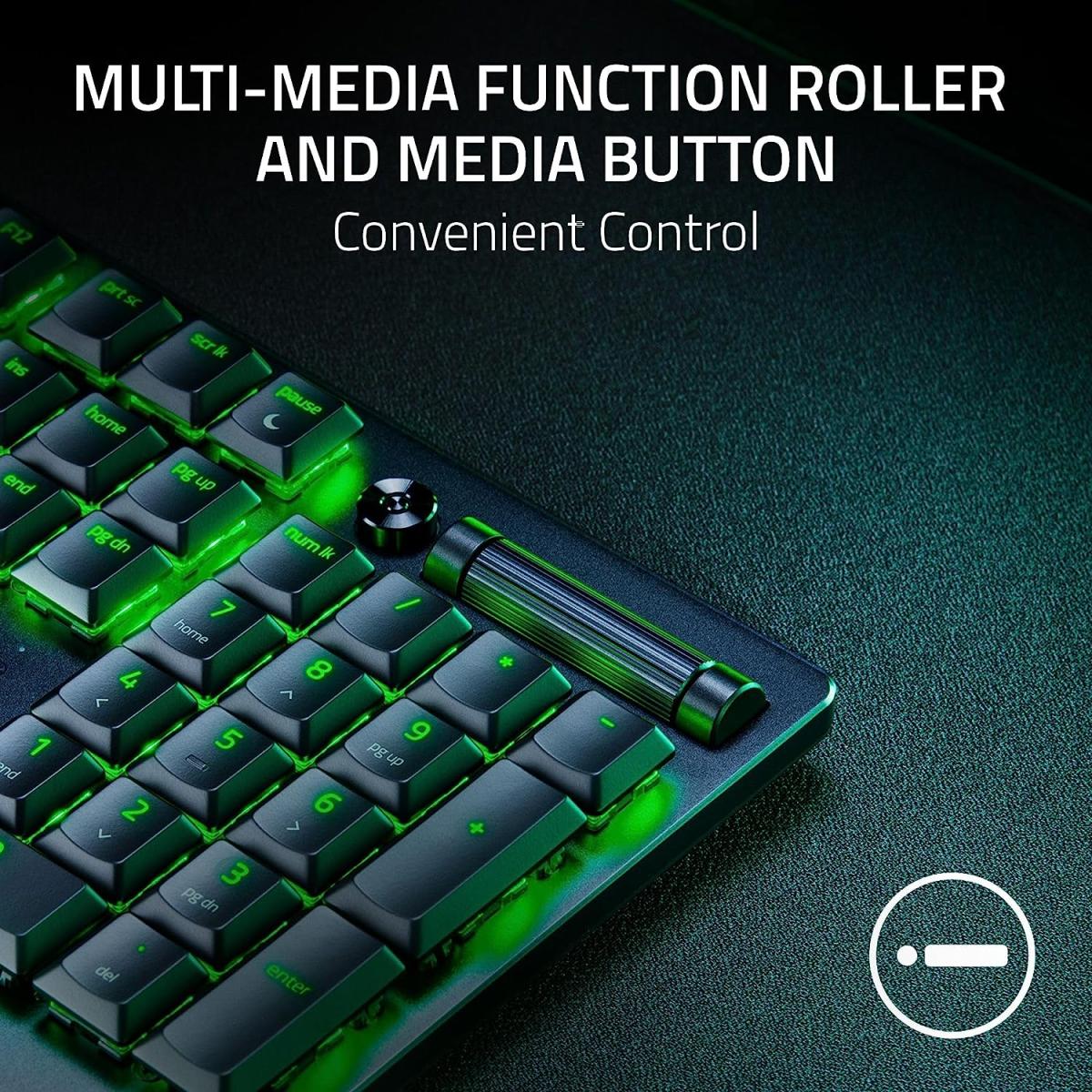 Razer Deathstalker V2 Low Profile Optical Switches Durable Keycaps & Aluminum Top Plate W/ Roller & Media Button Linear Red Razer Deathstalker V2 Low Profile Optical Switches Durable Keycaps & Aluminum Top Plate W/ Roller & Media Button Linear Red
