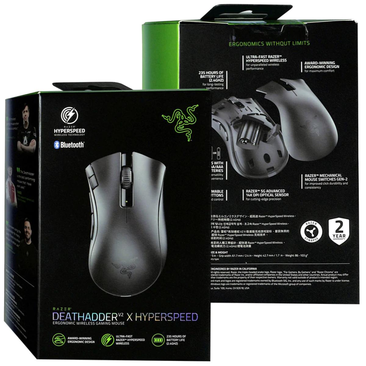 Razer DeathAdder V2 X HyperSpeed Wireless (2.4GHz) Gaming Mouse 14K DPI Optical Sensor Mechanical Switch 235 Hours of Battery w/ 7 Programmable Buttons-Black | RZ01--R3G1 | - CompuMe