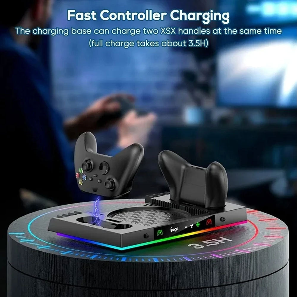 Ipega PG-XBX023S Charging Dock For Xbox Series X RGB Cooling Fan Base Game Controller Handle Type C Charger With Headphone Stand - CompuMe