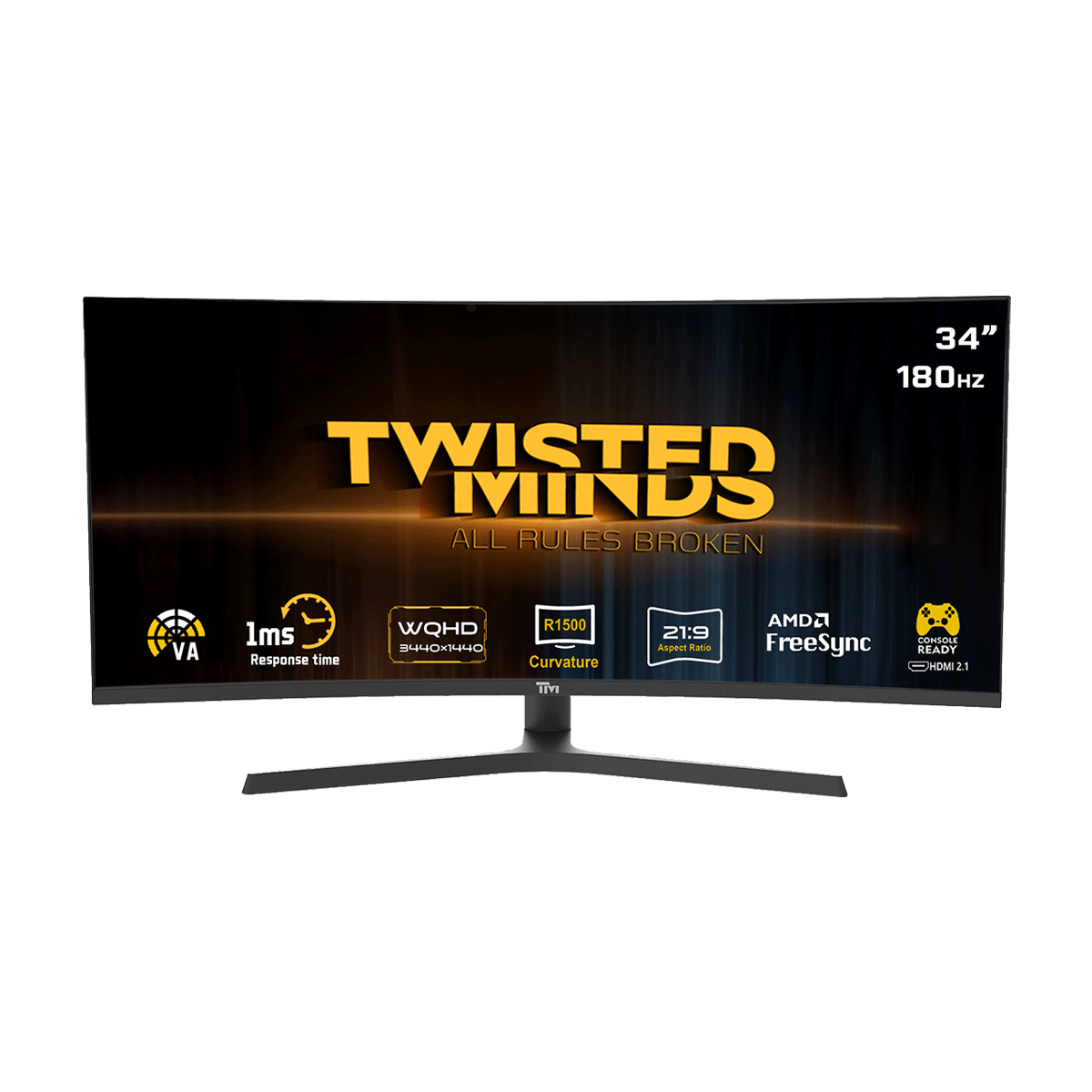 Twisted Minds Eclipse Pro Series 34" WQHD Curved Gaming Monitor – 180Hz, 1ms, HDR10