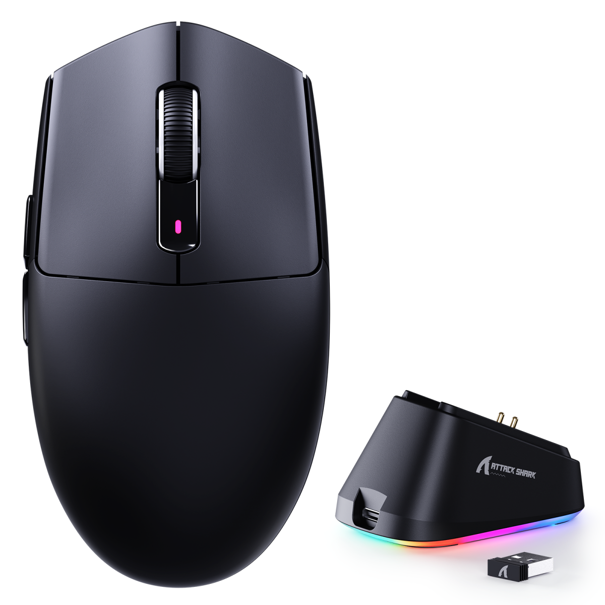 ATTACK SHARK G3 PRO Tri-Mode Wireless Gaming Mouse Black with RGB Charging Dock