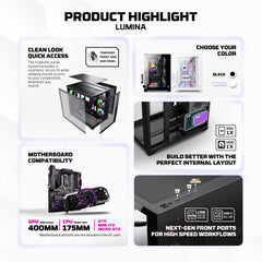 Fantech CG85 LUMINA Tower Gaming Case - White, monitor