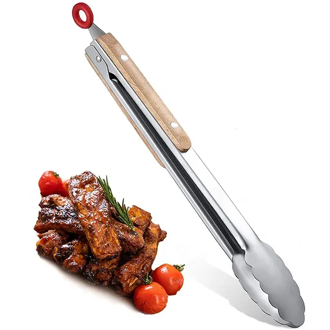 Stainless Steel BBQ Tong With Wooden Handle