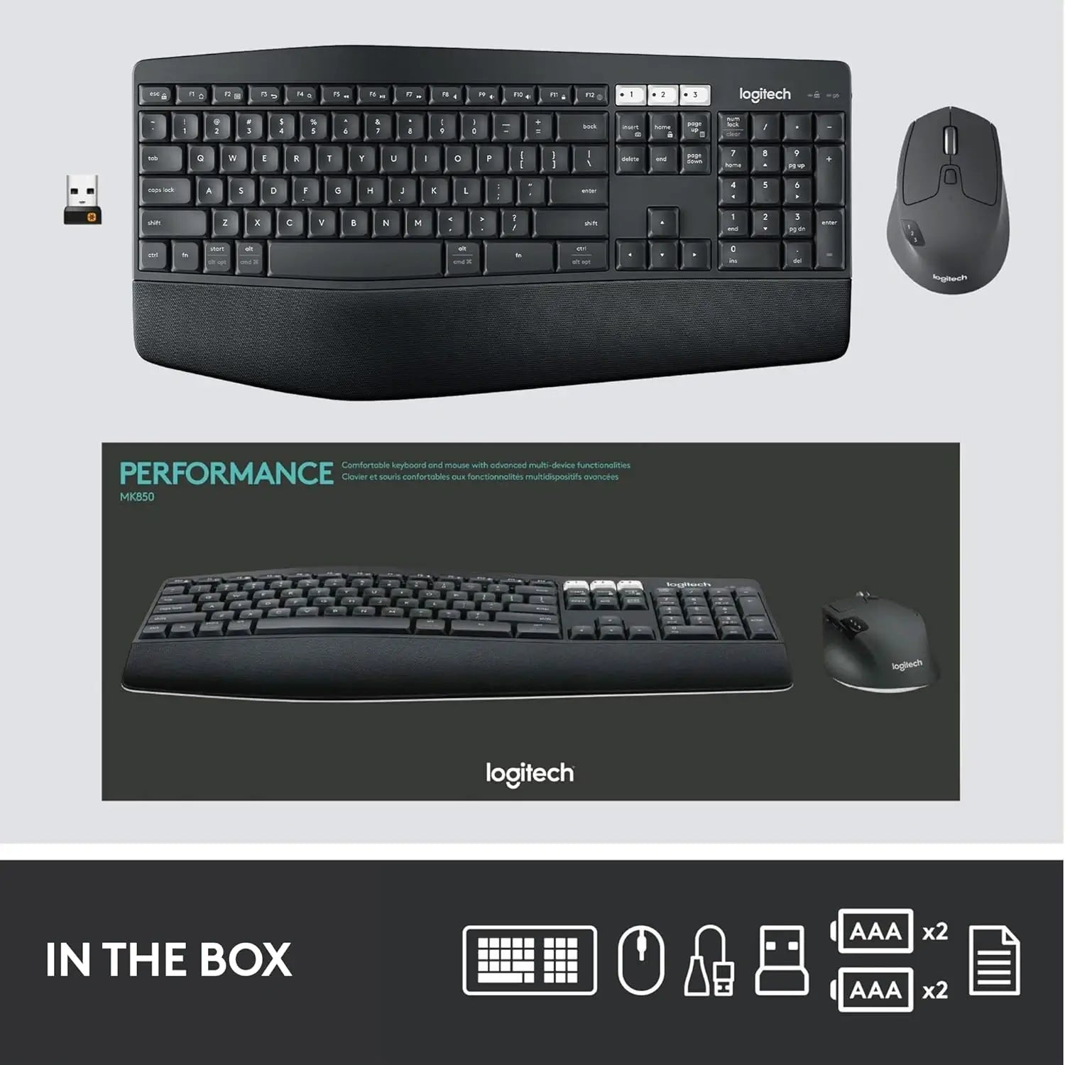 Logitech wireless keyboard and mouse combo for computer setup