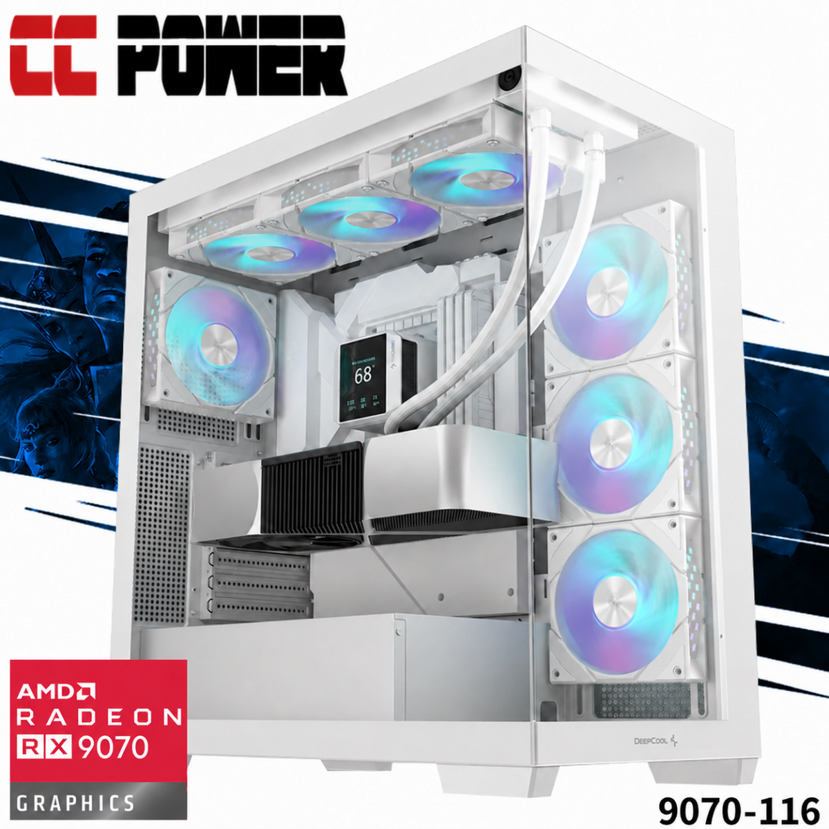 CC Power 9070-116 Gaming PC NEW 9Gen AMD Ryzen 9 9950X 16-Cores w/ AMD Radeon 9070 16GB DDR6 & DDR5 Memory & Liquid Cooler