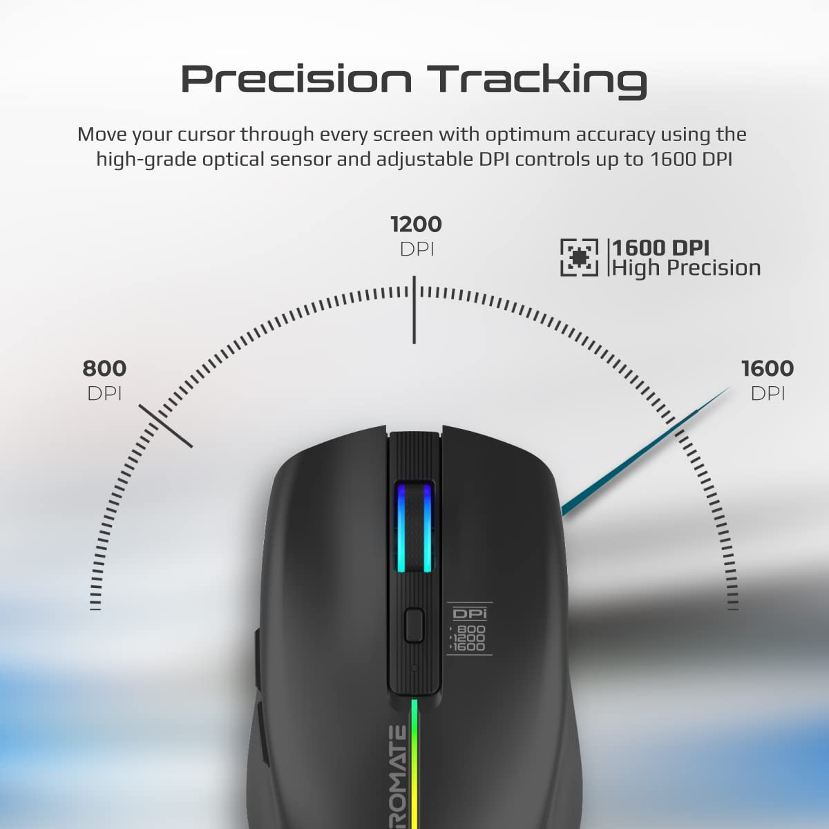 Promate RGB wireless gaming mouse for computer setup