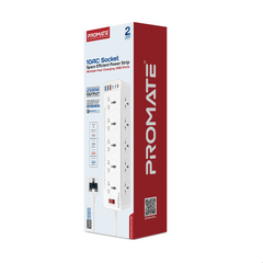 Promate PowerMatrix2-5M 10AC Socket Space Efficient Power Strip with Multiple Fast Charging USB Ports