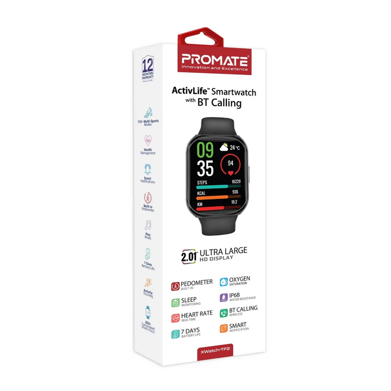 Promate XWATCH-TF2 2.0" ActivLife Smart watch with BT Calling - Blue