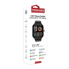 Promate Prowatch 1.96" Fitness Tracker Smart watch with BT Calling - Black