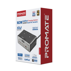 Promate PowerBrix-160 160W GaNFast PD 3.1 Charging Station with 3250W Quad AC Sockets