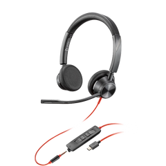 Poly Blackwire 3325 Stereo Microsoft Teams Certified USB-C Headset +3.5mm Plug +USB-C/A Adapter
