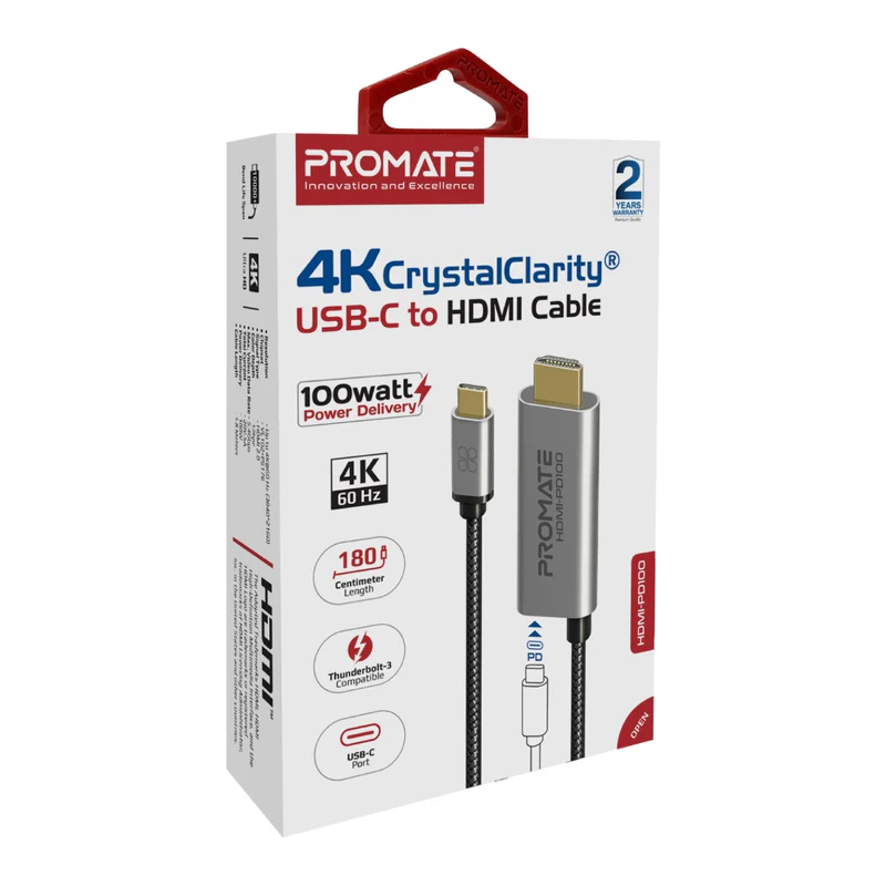 Promate HDMI-PD100 4K CrystalClarity USB-C to HDMI Cable