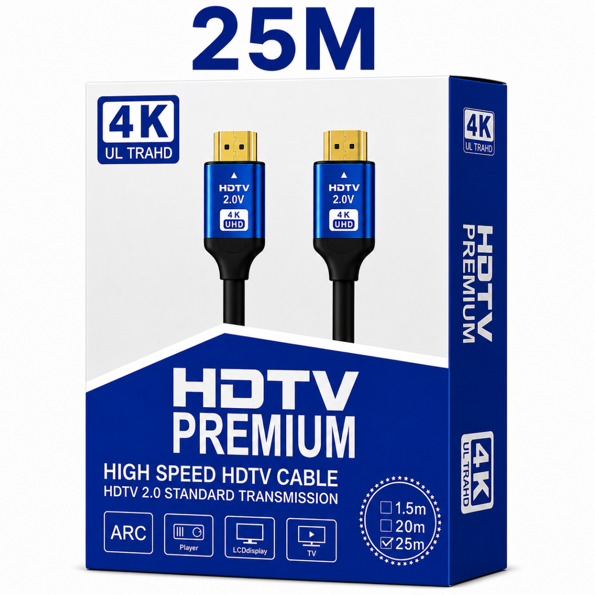 HDMI 2.0 Premium High-Speed 4K UHD Cable 25M with ARC Support | Long Distance HDMI Cable
