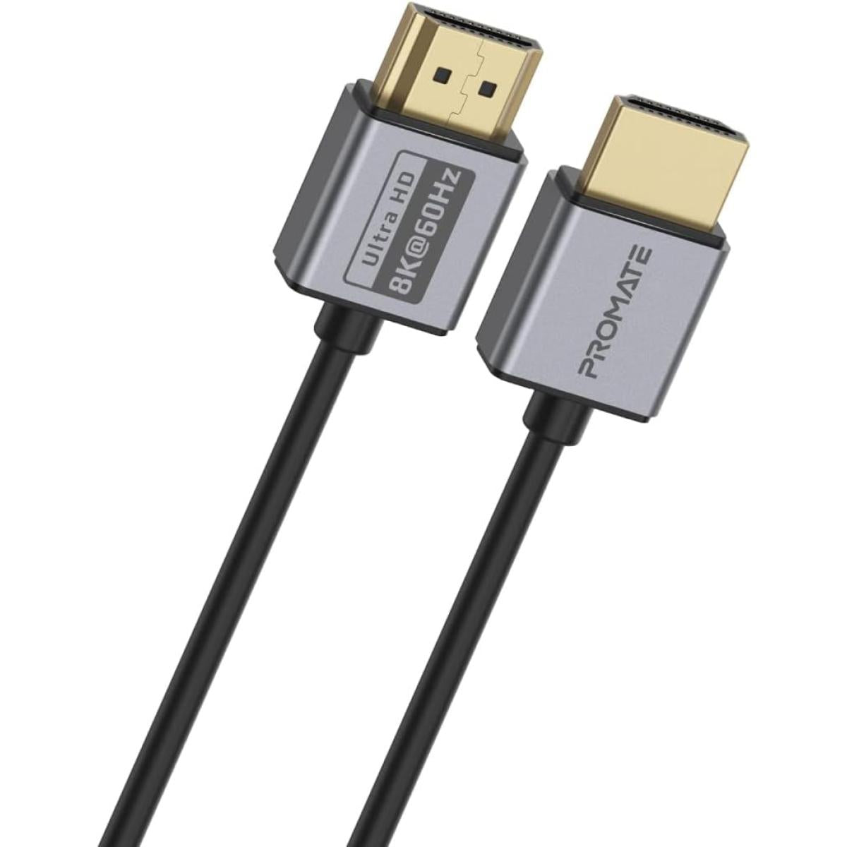 Promate Primelink8k 150 Hdmi 2.1 Cable 1.5m Slim 48gbps Bandwidth 8k@60hz Uhd Dynamic Hdr Earc Wire Black