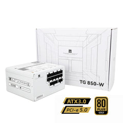 Thermalright (TG-850-W) Gold 850W (ATX 3.0) PCIE 5.0 (12VHPWR) 80 Plus Gold Full Modular, Smart Fan - Power Supply (White) | TR-TG-850-W | - CompuMe
