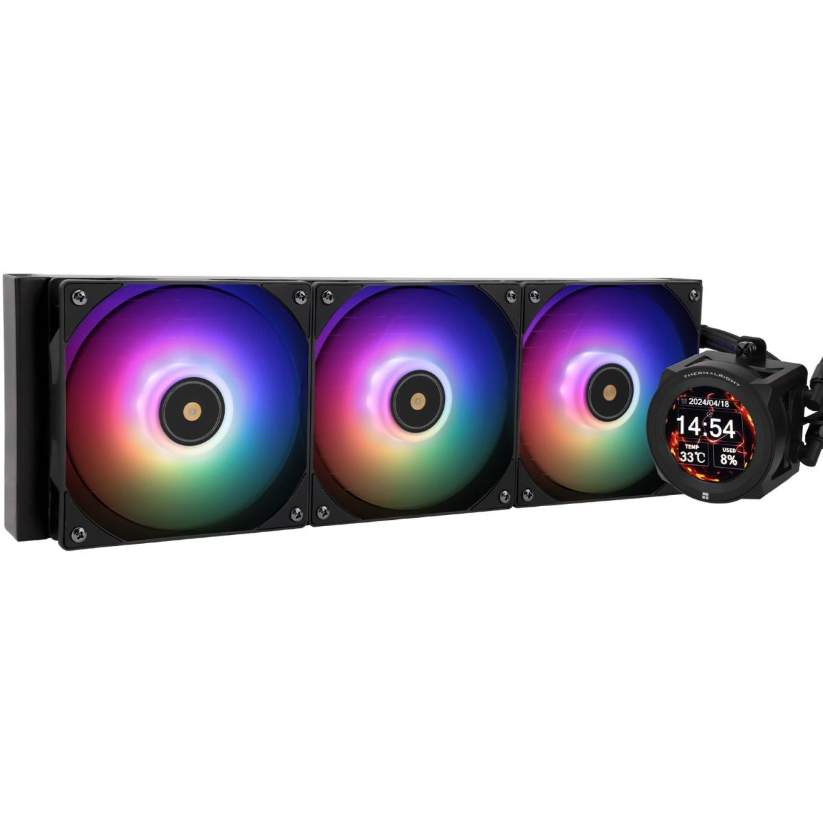 Thermalright Core Vision 360 BLACK ARGB CPU Liquid Cooler w/ 2.1" IPS LCD Display, High Performance AIO w/ 3x TL-E12B-S V2 | Core Vision 360 BLACK ARGB | - CompuMe