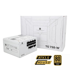 Thermalright (TG-750-W) Gold 750W (ATX 3.0) PCIE 5.0 (12VHPWR) 80 Plus Gold Full Modular, Smart Fan - Power Supply (White) | TR-TG-750-W | - CompuMe