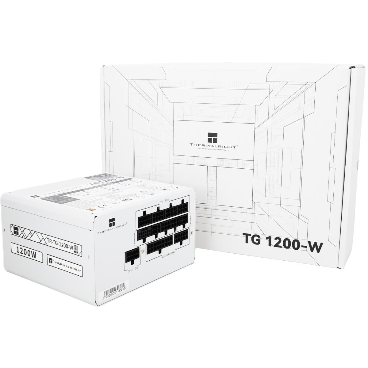 Thermalright (TG-1200-W) Gold 1200W (ATX 3.0) PCIE 5.0 (12VHPWR) 80 Plus Gold Full Modular, Smart Fan - Power Supply (White) | TG-1200-W | - CompuMe