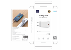WIWU Wall Charger 18W QC3.0 Single Port USB Wall Plug Fast Charger + USB A to USB C Cable - White