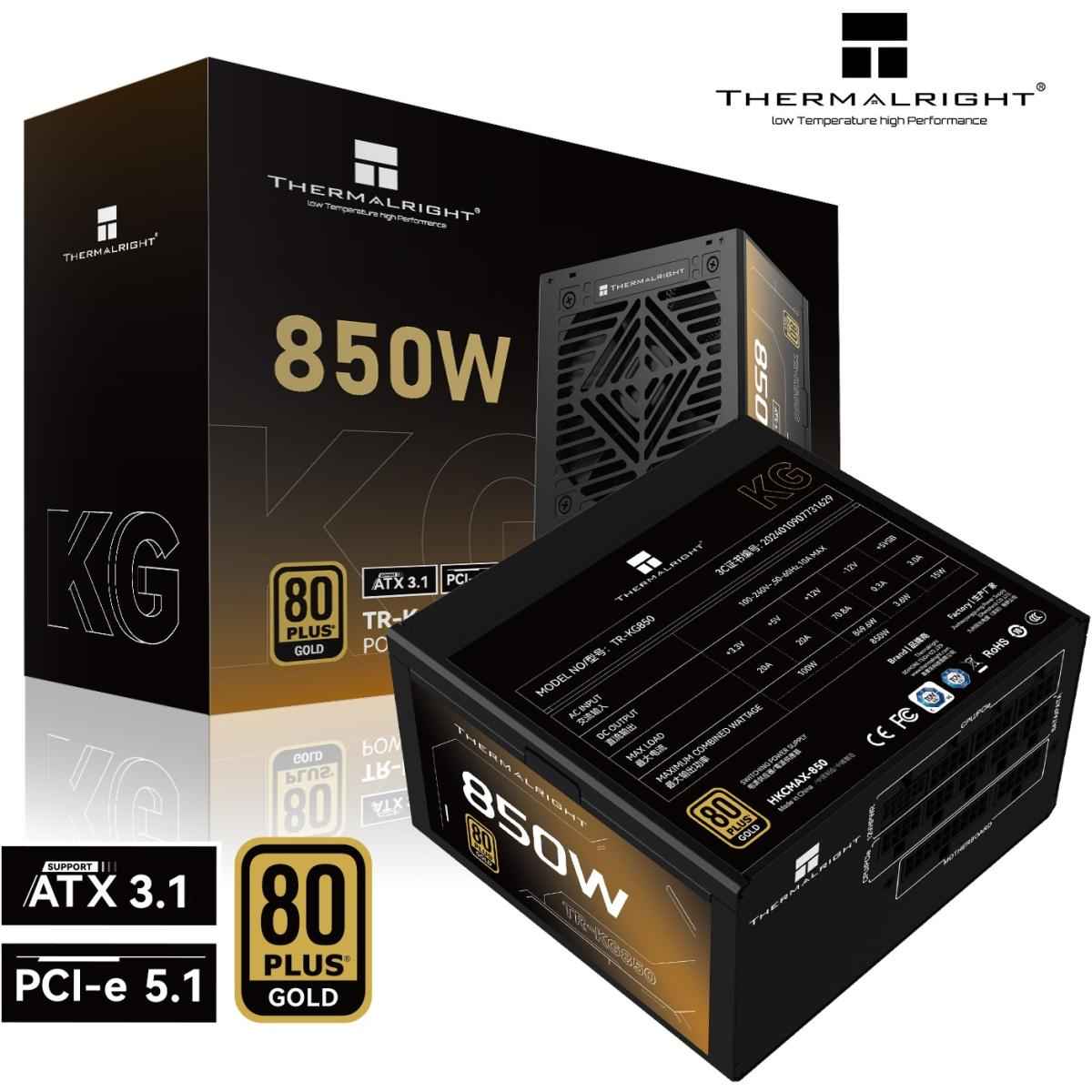 Thermalright (KG-850) Gold 850W (ATX 3.1) (PCIe 5.1) 80 Plus Gold Full Modular, Smart Fan - Power Supply | KG-850 |
