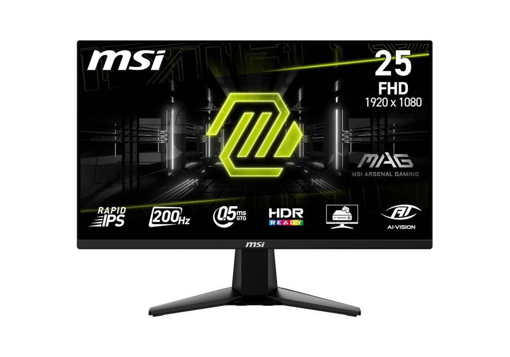Gaming Monitor MSI MAG 255F E20, Flat 24.5" FHD, 200Hz, 0.5ms Rapid IPS, HDR Ready, AMD FreeSync™ Premium, Black / 3 Years Warranty