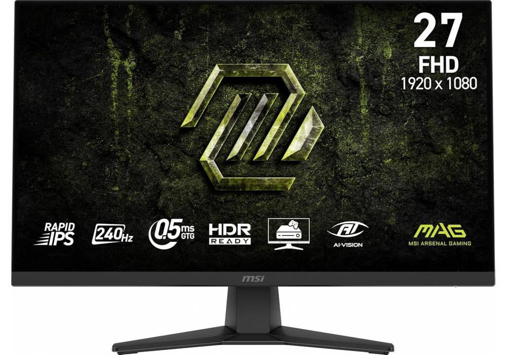 Gaming Monitor MSI MAG 272F X24, Flat 27" FHD, 240 Hz, 0.5ms Rapid IPS, HDR Ready, AMD FreeSync™ Premium, Black / 3 Years Warranty