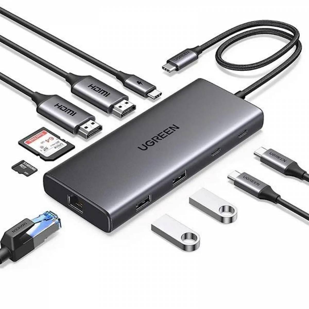 UGREEN Revodok Pro 210 CM639-453800 10-in-1 USB-C Docking Station Dual 4K@60Hz HDMI, 100W PD, Gigabit Ethernet