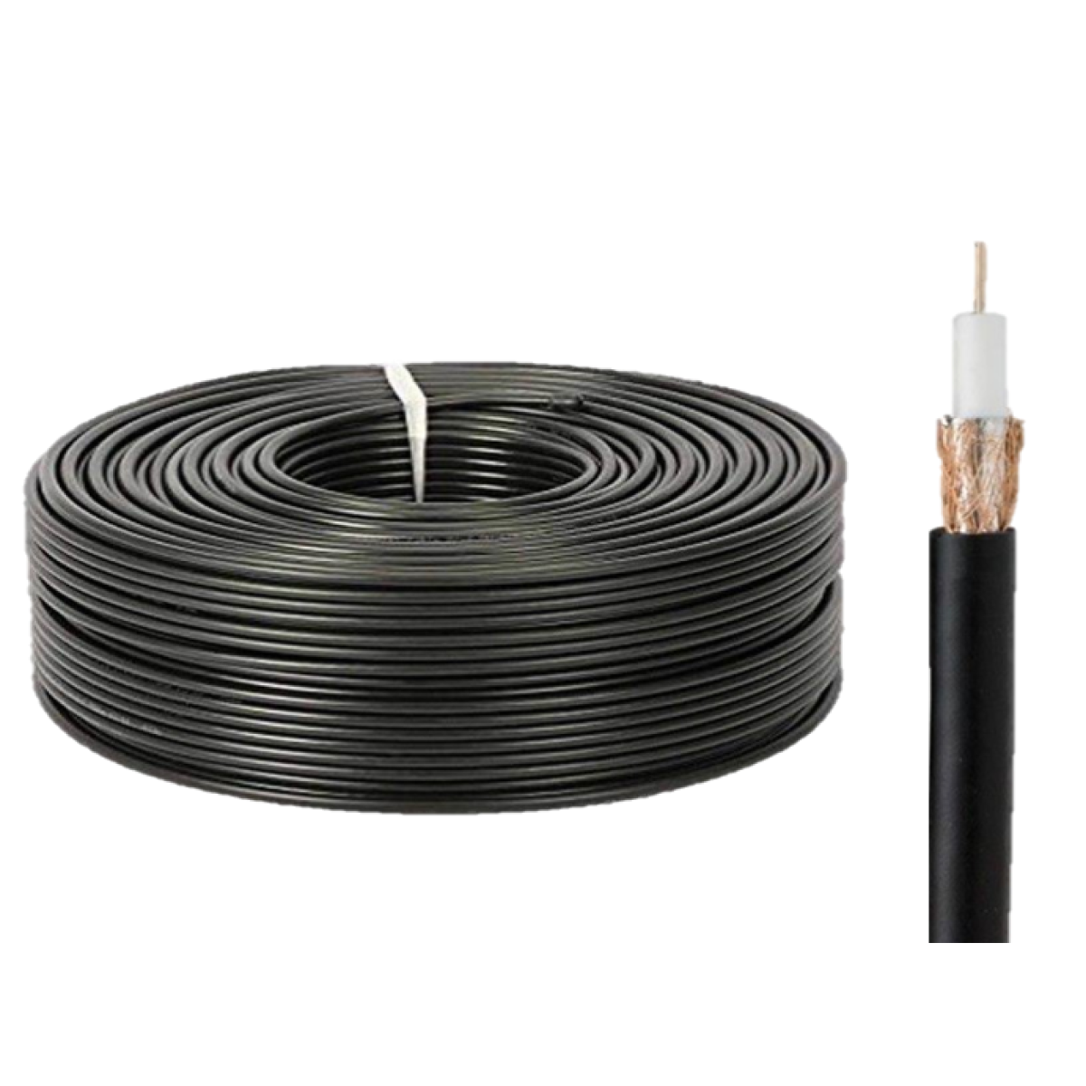 Coaxial RG58 Cable Black 100m without Power Cable