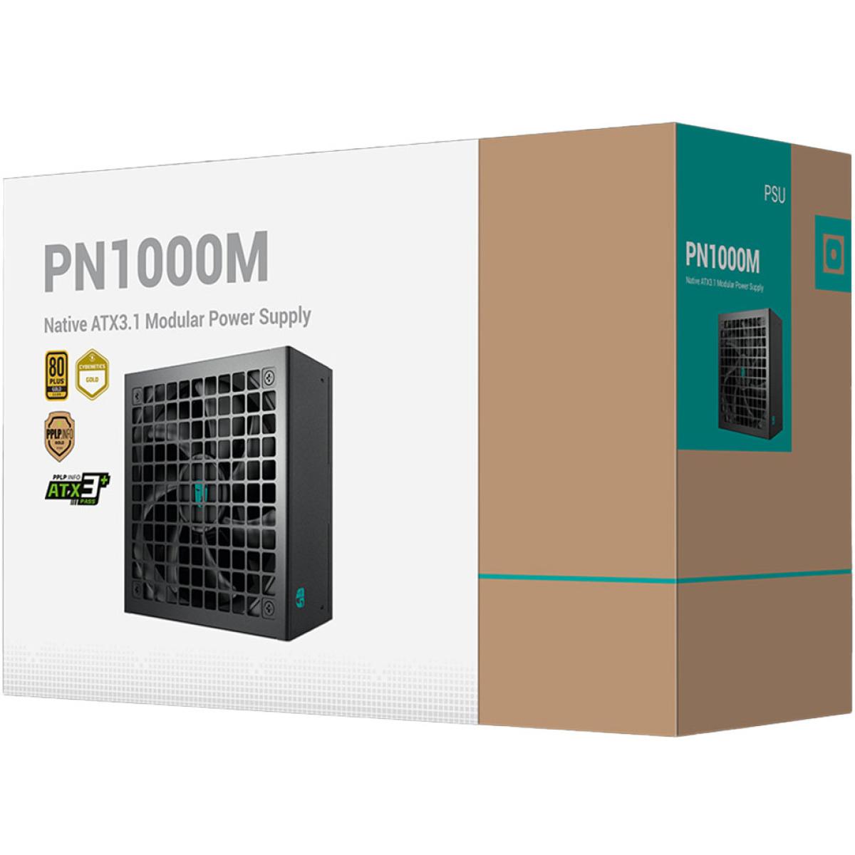 Deepcool Gamer Storm Pn1000m 1000w 80+ Gold Fully Modular Atx 3.1 + Pci E 5.1 Aive Pfc + Full Bridge Src Llc + Dc To Dc, Japanese Capacitor, Fdb Fans, 120mm Fan Size, Black - CompuMe