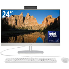 HP All-in-One 24-cr2032ne PC (2025) NEW Intel Ultra 5 12-Cores w/ 24" IPS Full HD 99% sRGB Display NONE Touch - White