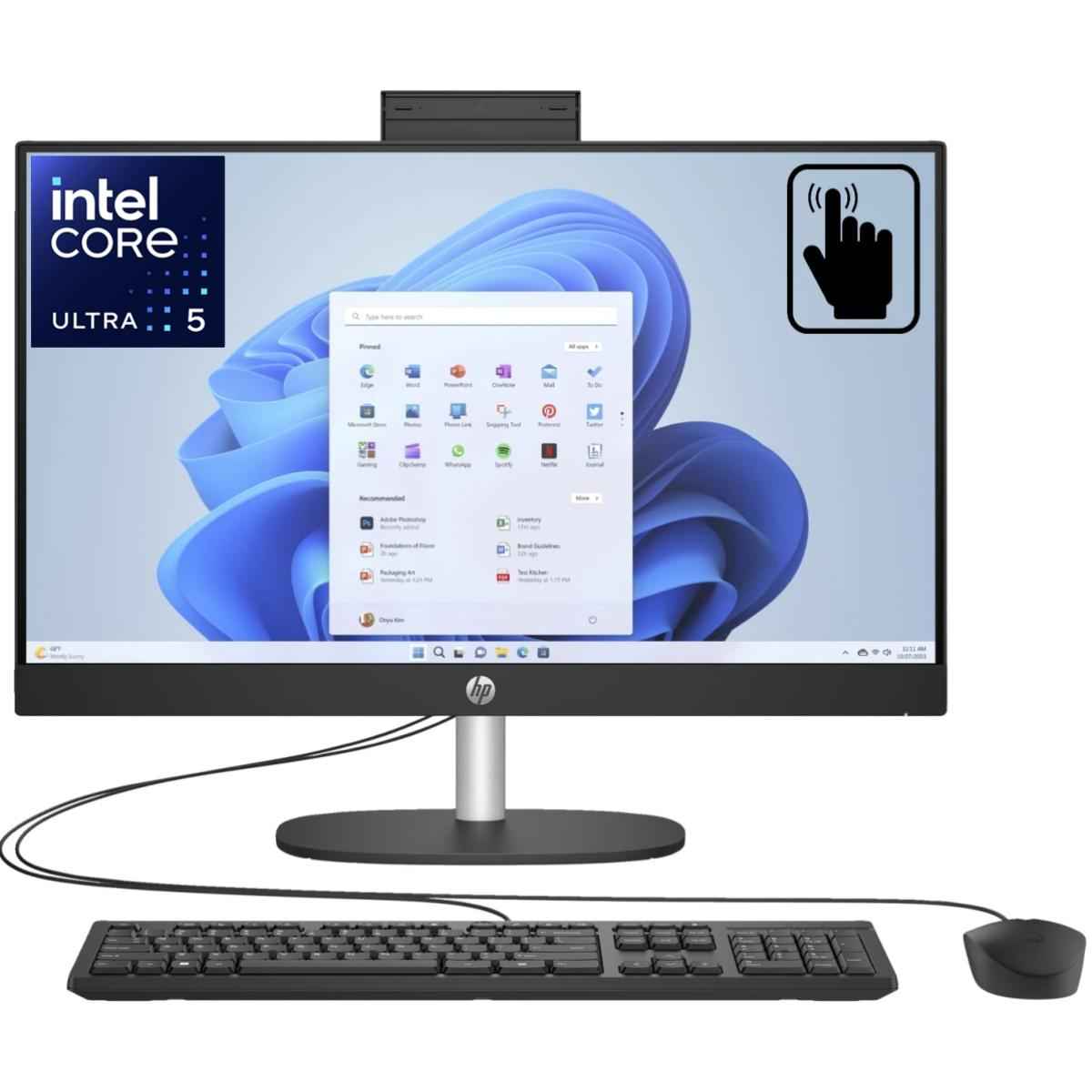 Hp All In One 24 Cr1007nh Pc (2024) New Intel Core Ultra 5 12 Cores W/ 24" Ips Full Hd 99% Srgb Touch Display & Ddr5 Memory Black