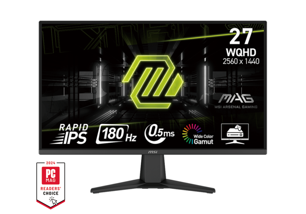 MSI MAG 275QF 27-inch 2K Gaming Monitor, 2560 x 1440 (UHD), Adaptive-Sync, 0.5ms Response Time, 180Hz, HDR Ready, HDMI, DP Port, Only Tilt