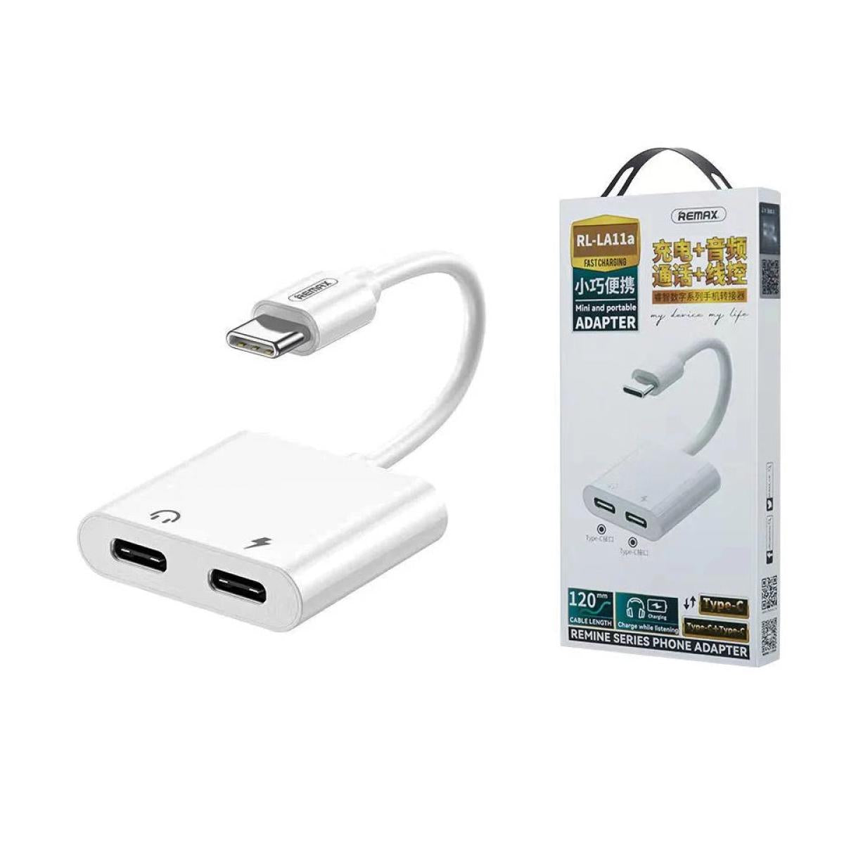 REMAX RL-LA11A REMINE SERIES PHONE ADAPTER DUAL TYPE-C (120MM), Type-C Audio Adapter