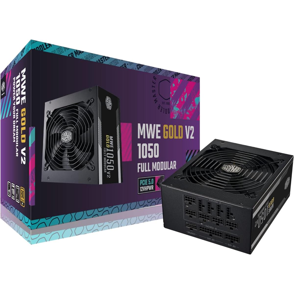Cooler Master MWE Gold 1050 V2 ATX3.0 Fully Modular 1050W 80+ Gold Quiet 140mm FDB Fan 2 EPS Connectors High Temperature Resilience