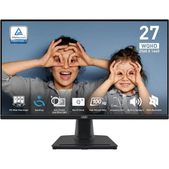 MSI PRO MP275Q Professional Business 27" QHD 2K 100Hz 100% sRGB MSI EyesErgo & Eye-Q Technology w/ Built-in Speakers & Display Port & HDMI - Black