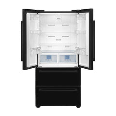 Smeg Side By Side Freestanding Refrigerator A++, French Door, 539Lit, Black - FQ55FNDF