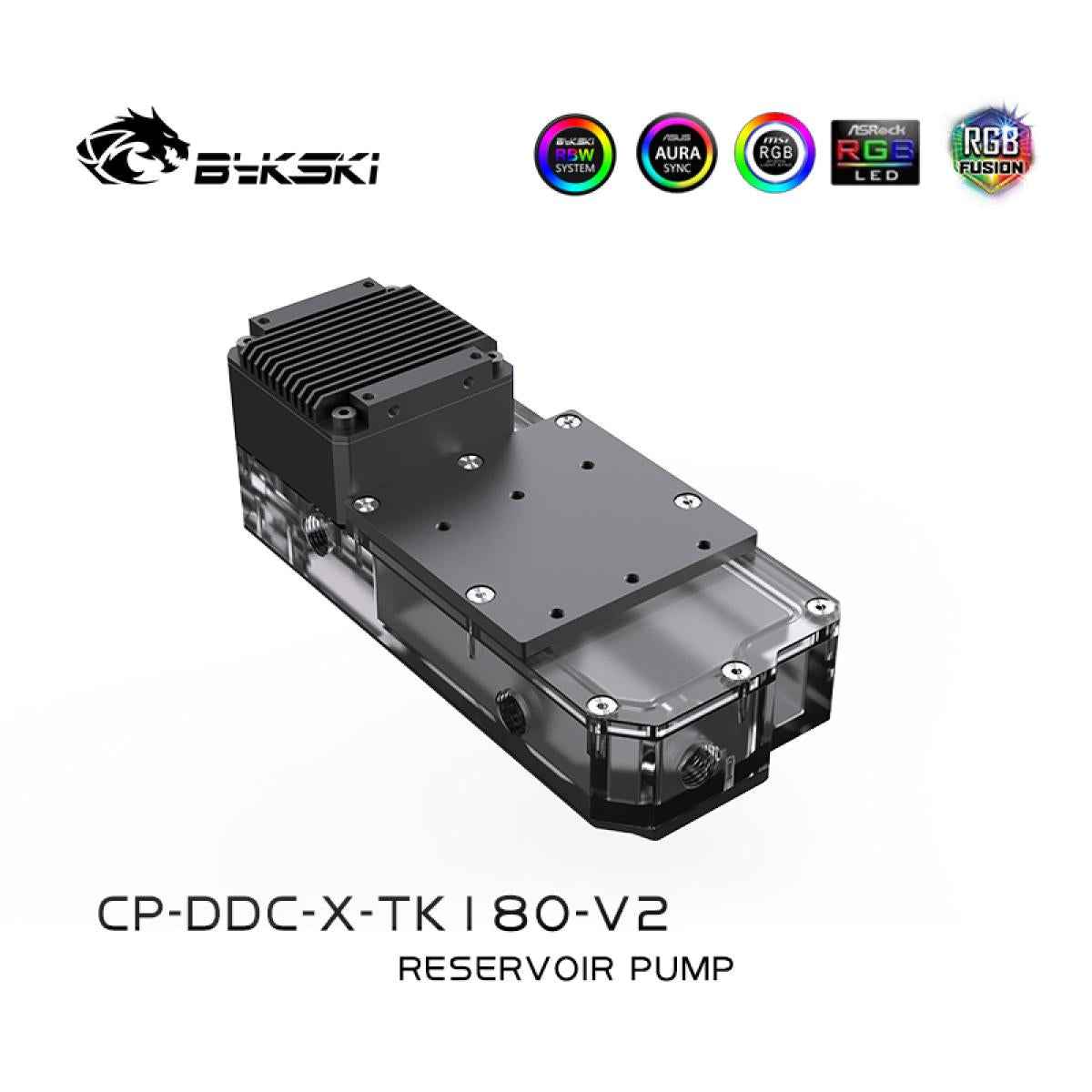 Bykski Square Pump Reservoirs, Matte Acrylic Pump-Reservoir Combination, Pump And Water Tank, Transparent 5v Addressable RGB (RBW) (CP-DDC-X-TK220-V2)