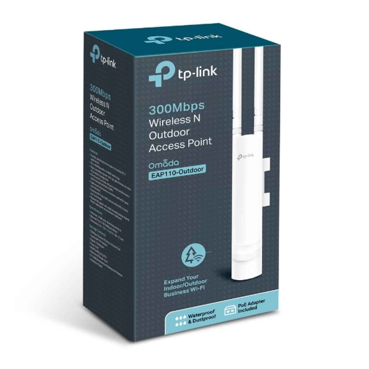 Tp Link Eap110 Omada N300 Wireless Outdoor Access Point Coverage Up To 200 Meters Passive Poe W/ Free Poe Injeor Sdn Integrated Cloud Access & Omada App