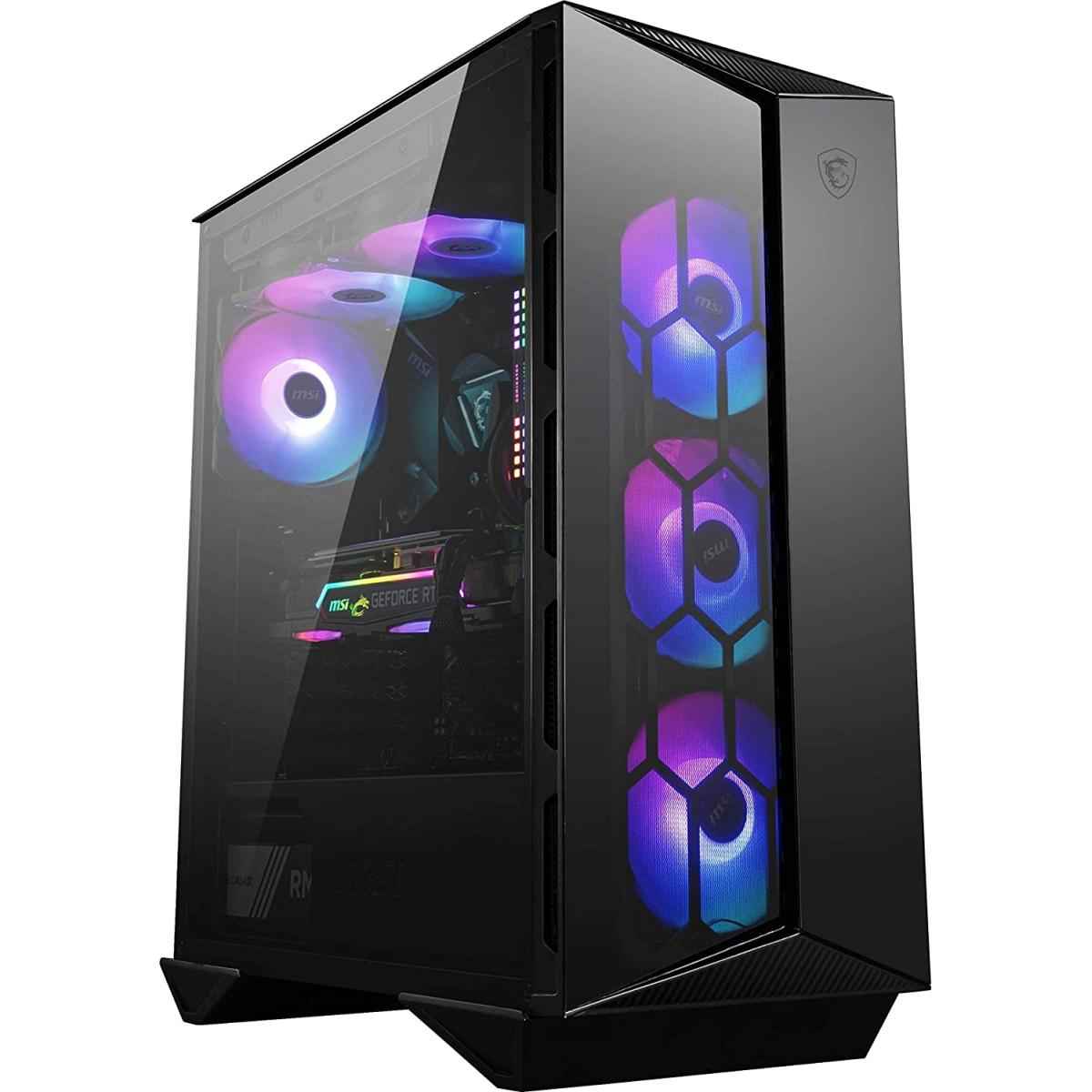 Msi Mpg Gungnir 110r Premium Mid Tower Gaming Pc Case 4 X Argb 120mm Fans Liquid Cooling Support Up To 360mm Radiator Black