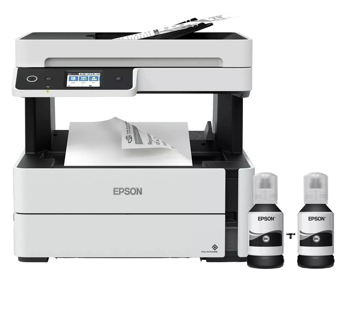 Epson Eco Tank Printer, Black & White, Print, Copy, Scan & Fax Wifi Direct, Ethernet Connectivity, White - C11CG92404BY