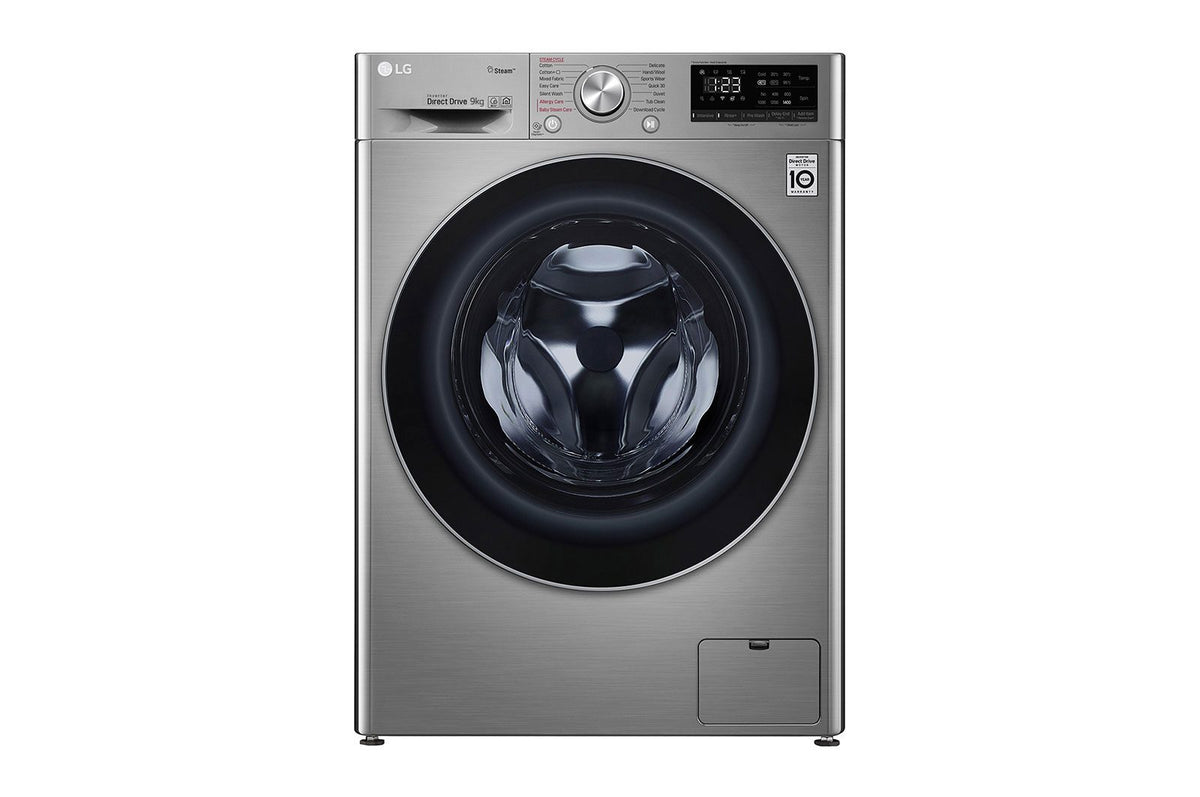 LG Front Load Washing Machine A+++, 9KG, 1400RPM, AI DD, Silver - F4V5VYP2T.SSSPEL/EX2