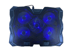 Gaming Laptop Cooling Pad 15.6-17.3 Inch, Laptop Cooler Pad, Laptop Cooling Stand with 5 Quiet Fans and 6 Height Adjustable, Dual USB 2.0 Ports with Blue LEDs