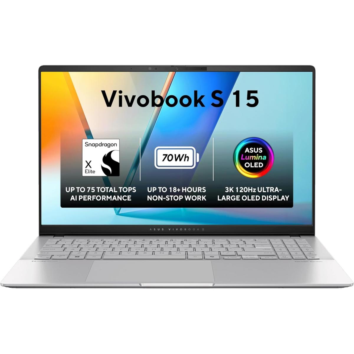 ASUS Vivobook S 15 S5507QA-MA006W Snapdragon X Elite 16GB 1TB 15.6-inch 3K OLED 120Hz - Cool Silver
